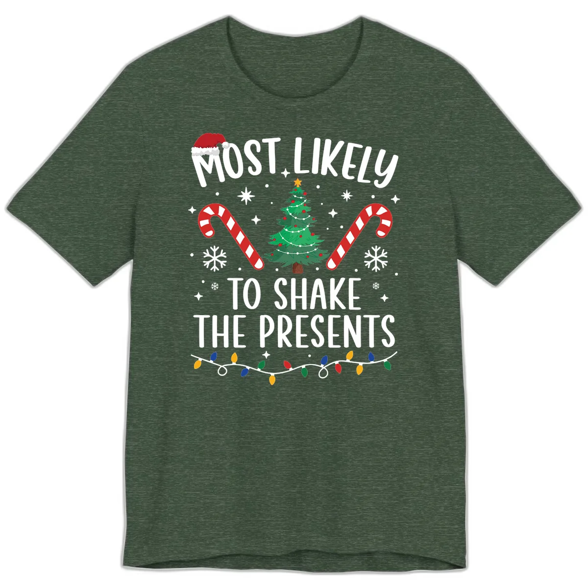 Most Likely To Shake The Presents Christmas Shirt Premium T-Shirt in Heather Forest