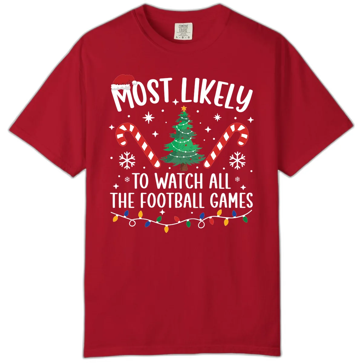 Most Likely To Watch Football Christmas Comfort Color in Red