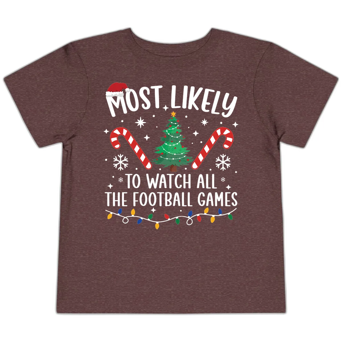 Most Likely To Watch Football Christmas Toddler T-Shirt in Heather Maroon