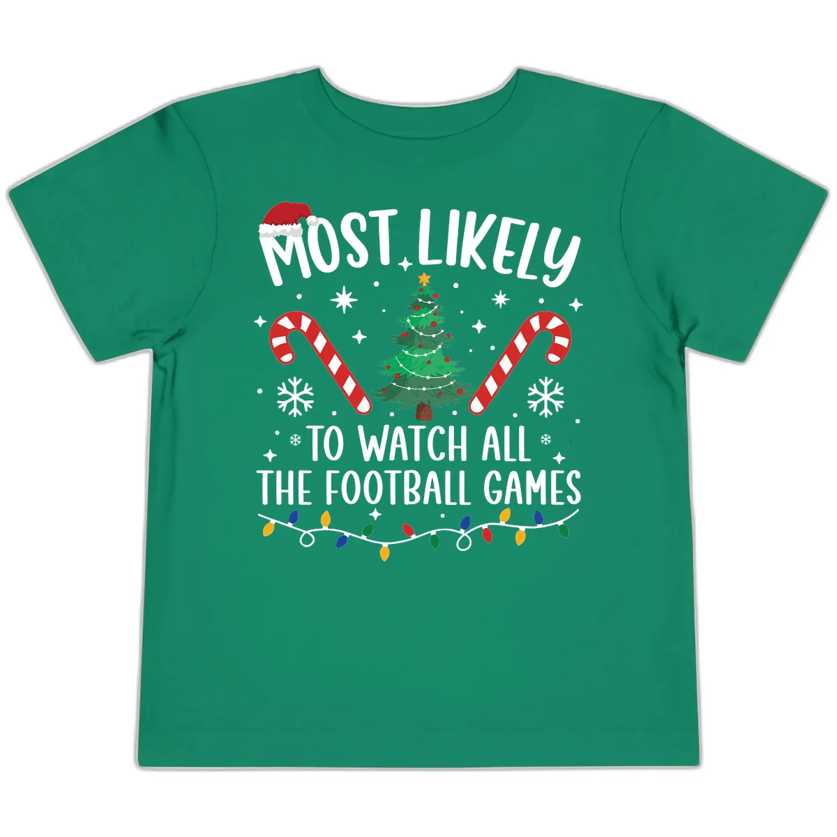 Most Likely To Watch Football Christmas Toddler T-Shirt in Kelly