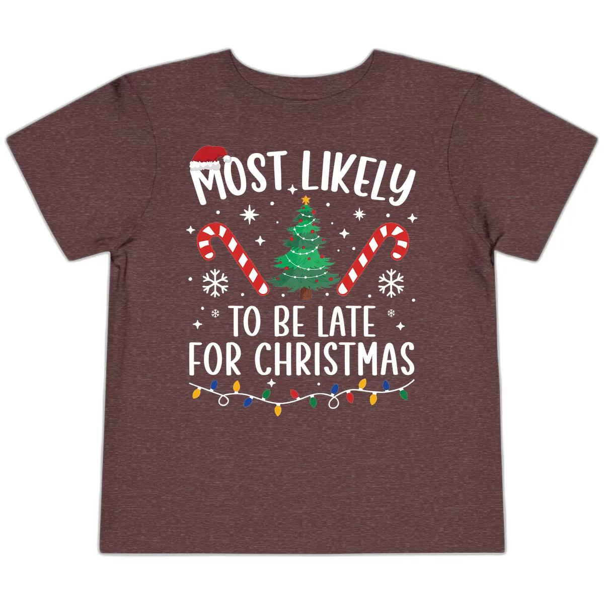 Most Likely To Be Late For Christmas Toddler T-Shirt in Heather Maroon