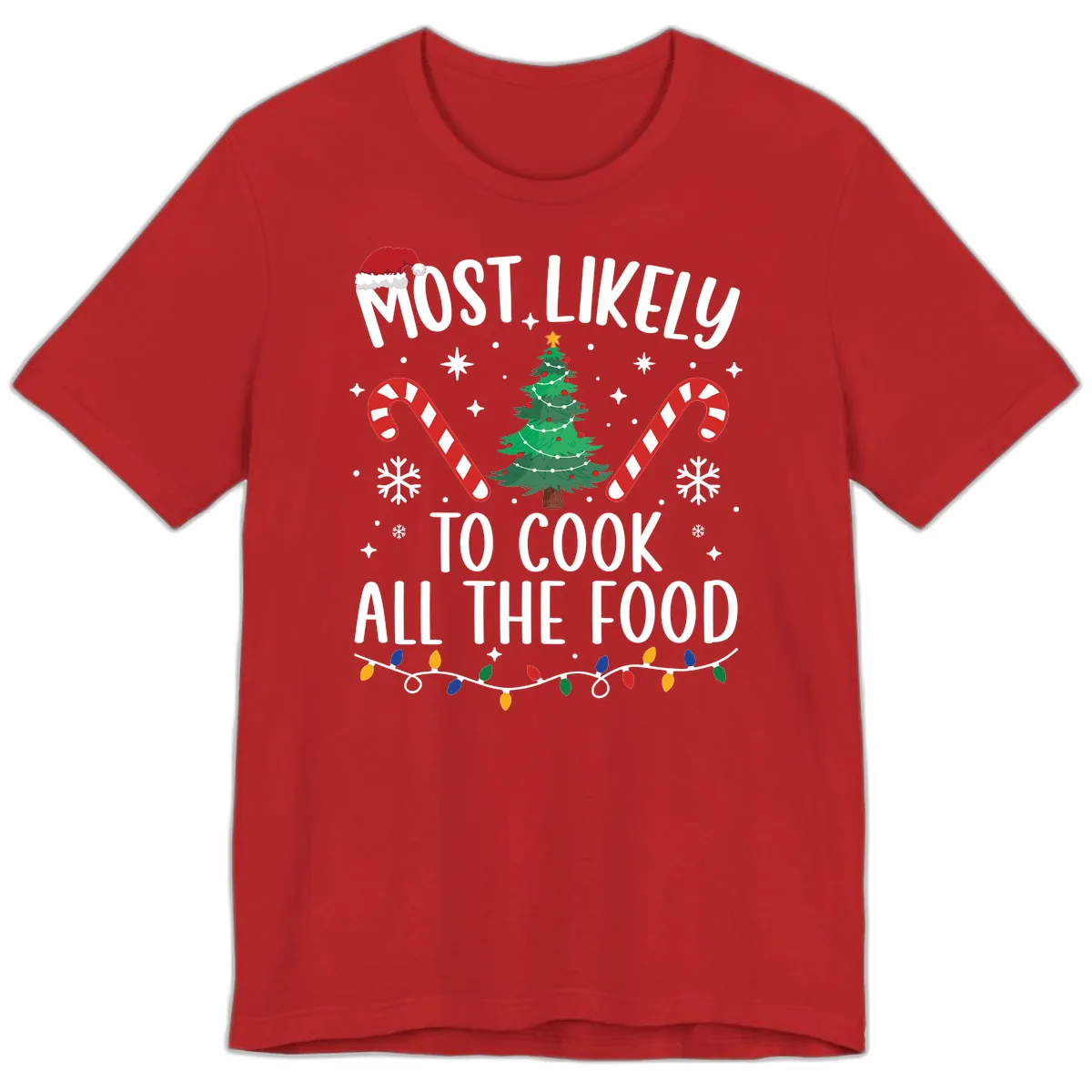 Most Likely To Cook All The Food Christmas Premium T-Shirt in Red