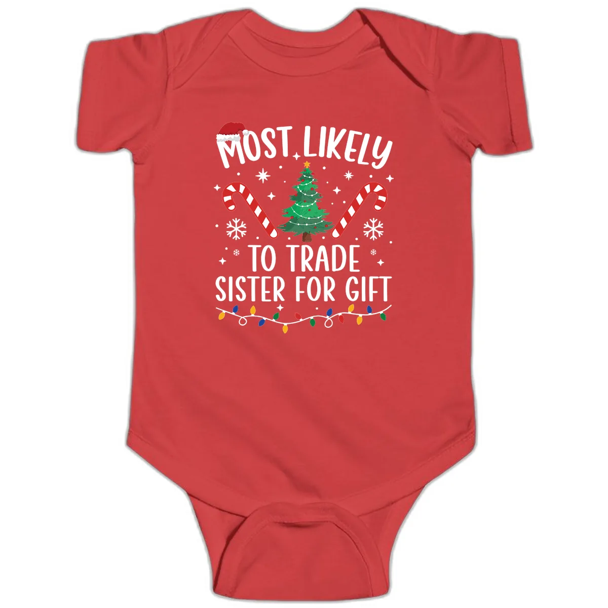 Most Likely To Trade Sister For Gift Baby Onesie in Red