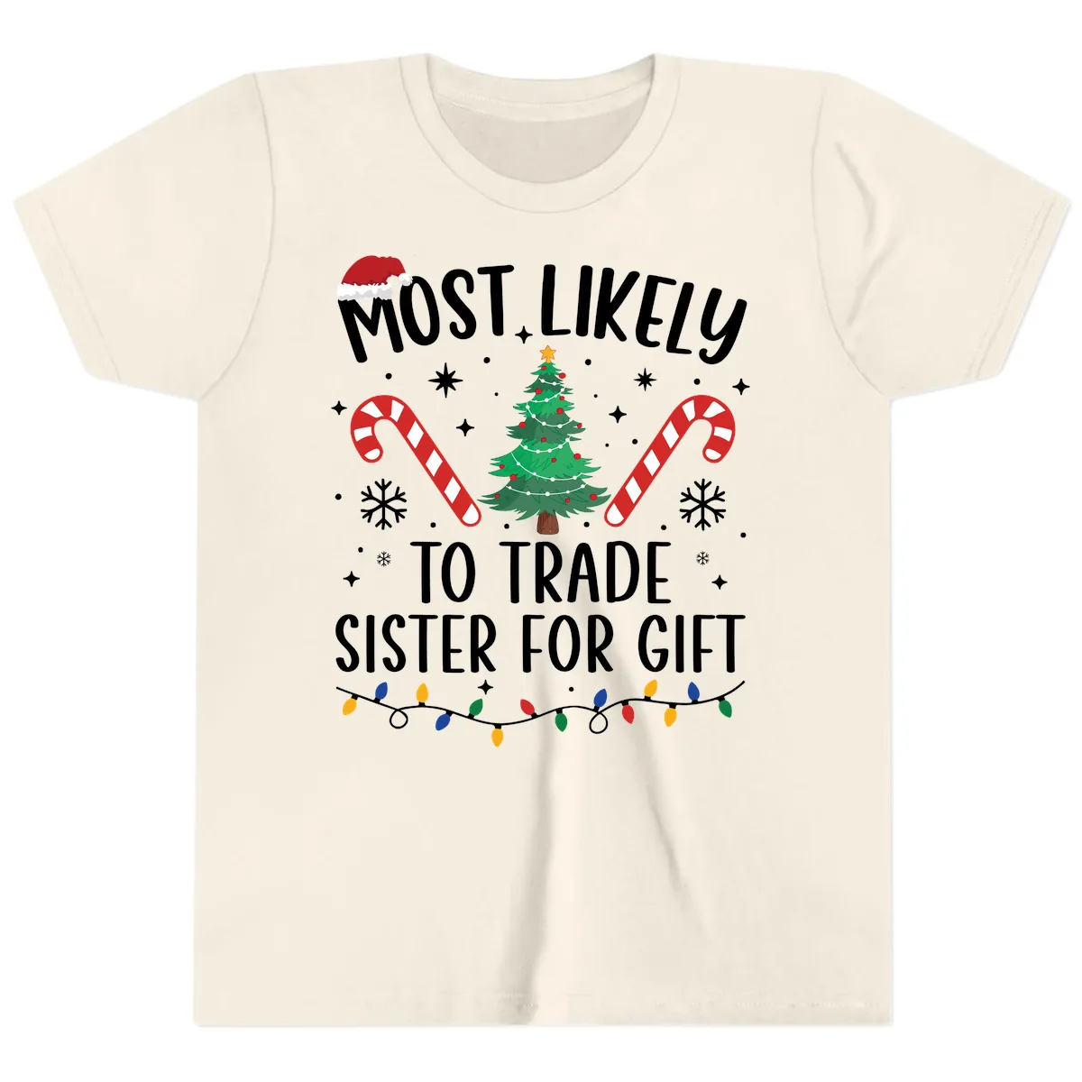 Most Likely To Trade Sister For Gift Youth T-Shirt in Natural