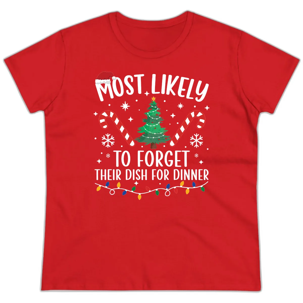 Most Likely To Forget Their Dish Ladies Tee in Red