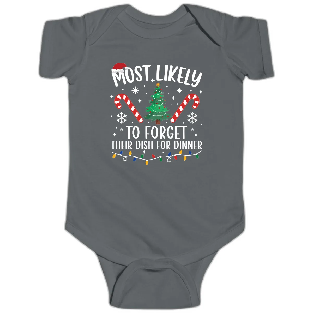Most Likely To Forget Their Dish Baby Onesie in Charcoal