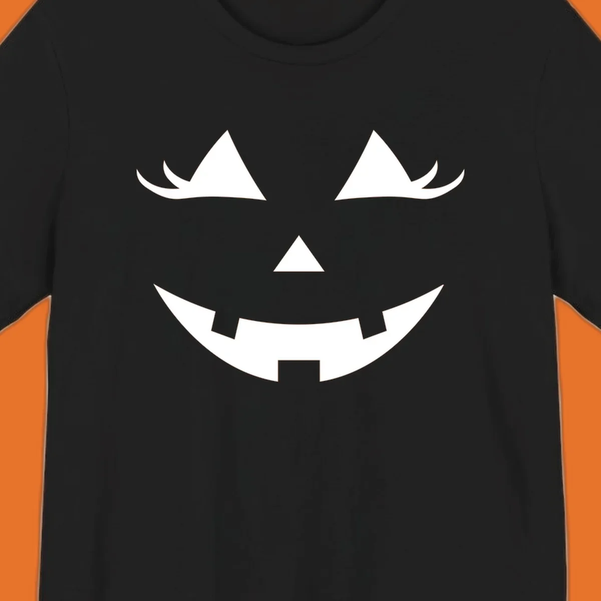 Spooky grinning jack-o-lantern face with triangle eyes and jagged smile, graphic for halloween.