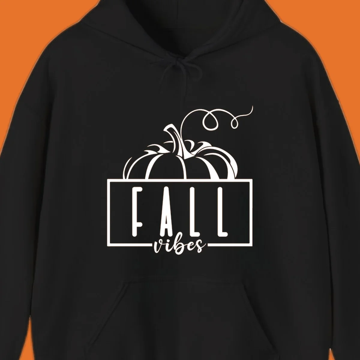 Fall vibes pumpkin illustration with text, featuring a pumpkin and the words FALL vibes.