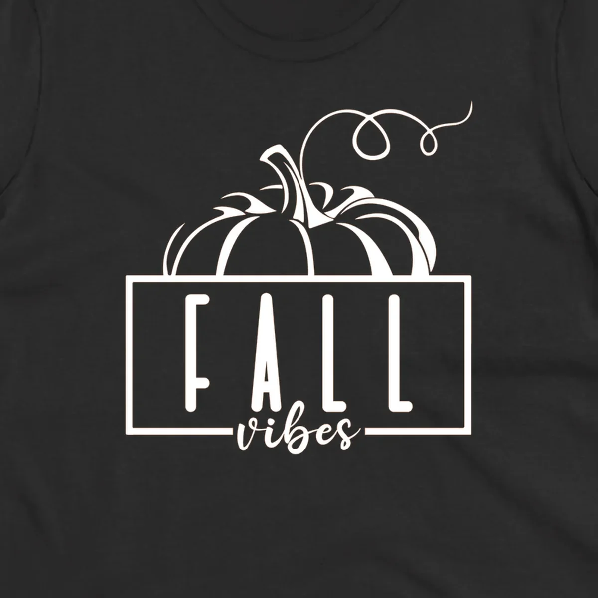 Fall vibes pumpkin illustration with text, featuring a pumpkin and the words FALL vibes.