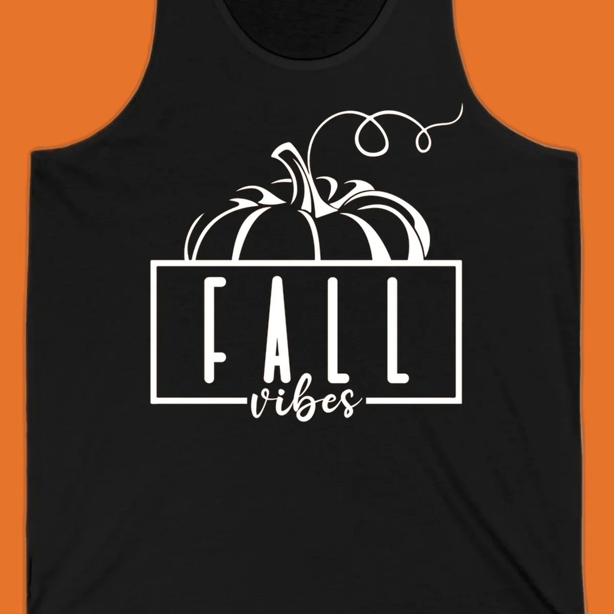 Fall vibes pumpkin illustration with text, featuring a pumpkin and the words FALL vibes.