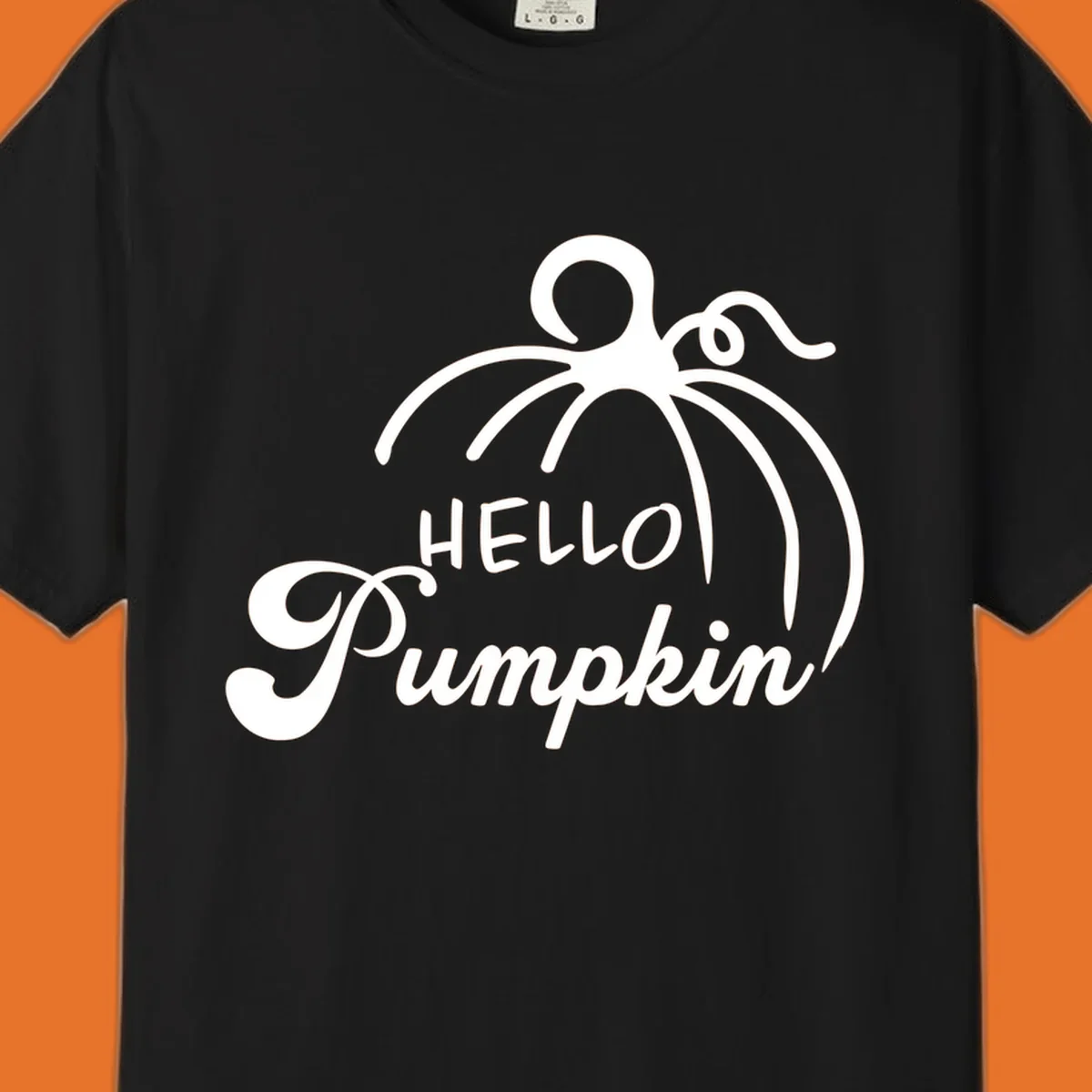 Illustration of a pumpkin with the text 'HELLO Pumpkin', ideal for fall and Halloween.