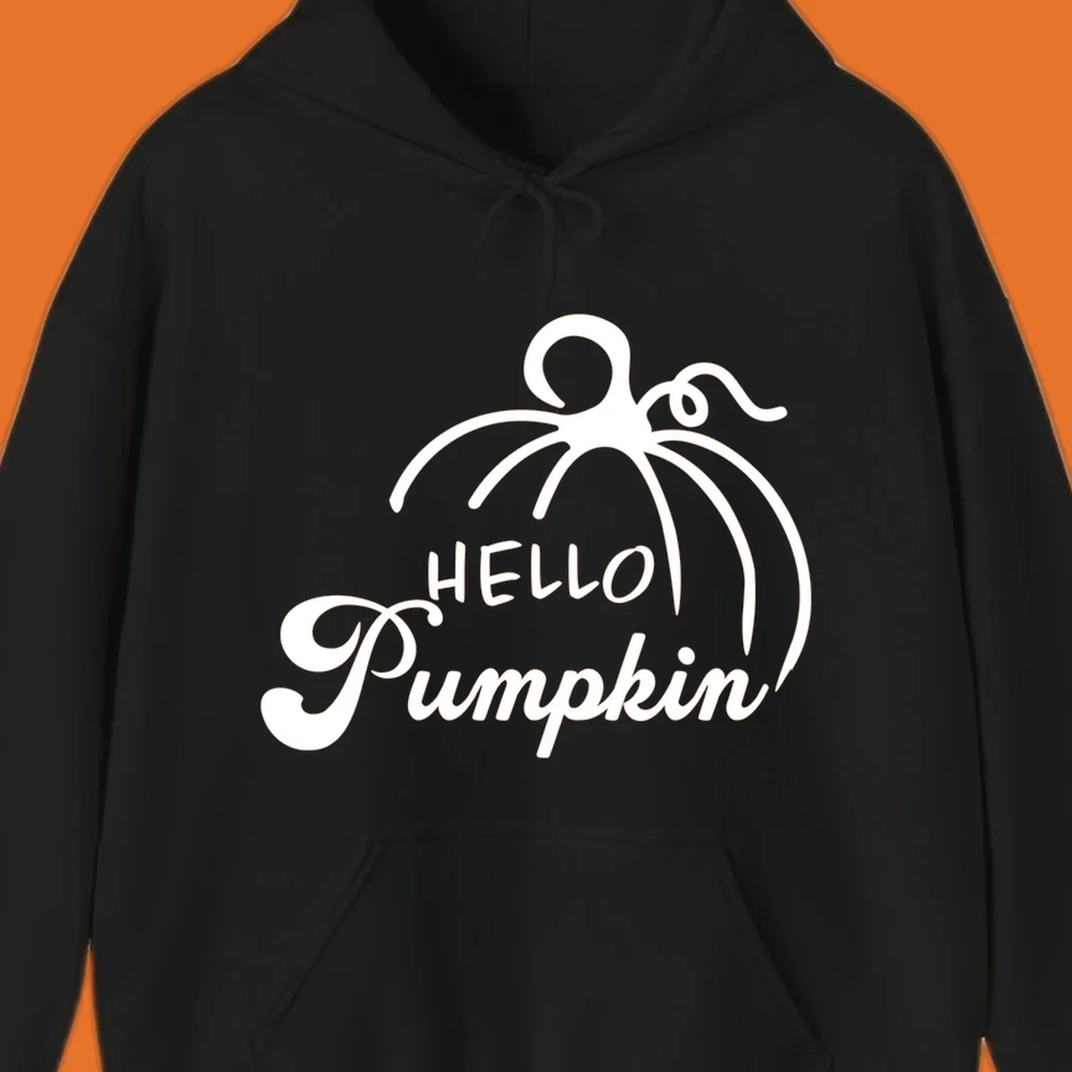 Illustration of a pumpkin with the text 'HELLO Pumpkin', ideal for fall and Halloween.