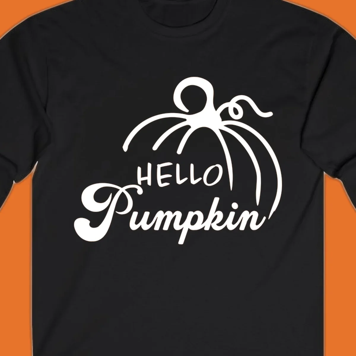 Illustration of a pumpkin with the text 'HELLO Pumpkin', ideal for fall and Halloween.