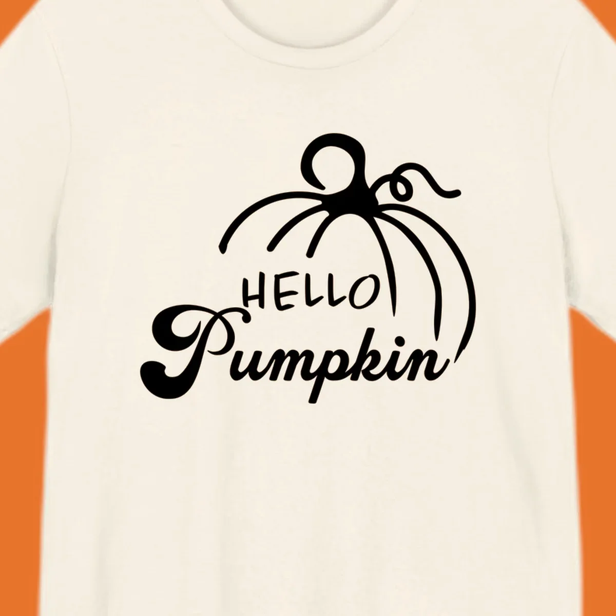 Illustration of a pumpkin with the text 'HELLO Pumpkin', ideal for fall and Halloween.