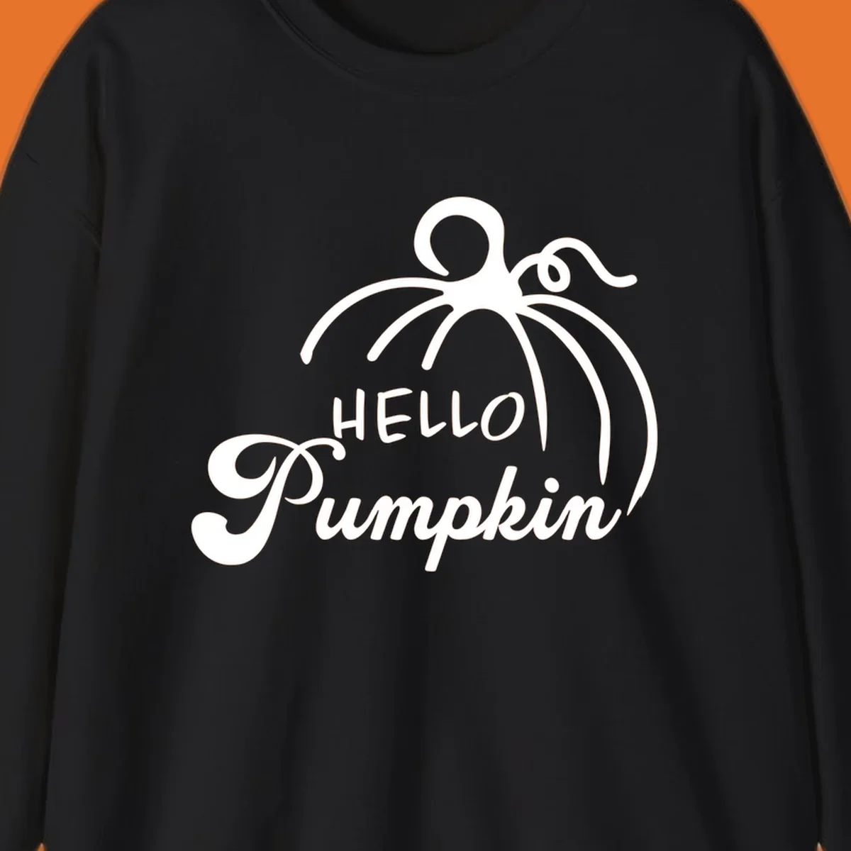 Illustration of a pumpkin with the text 'HELLO Pumpkin', ideal for fall and Halloween.