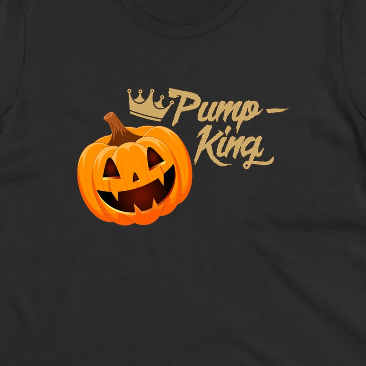 Pumpkin King Halloween crown illustration with a grinning jack-o-lantern and text.