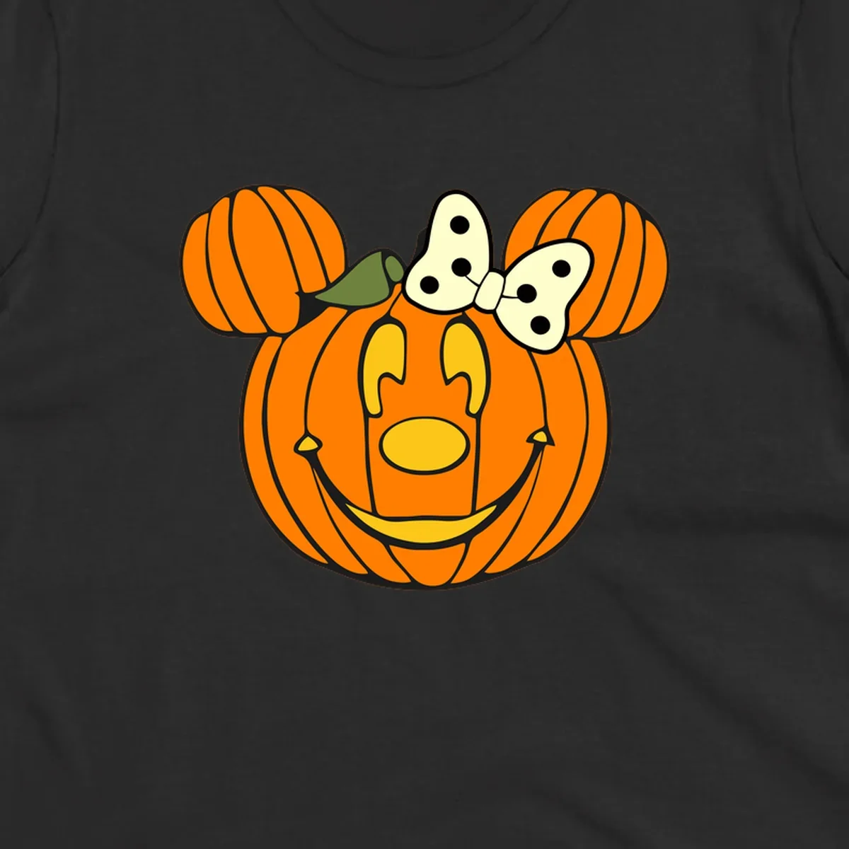 Minnie Mouse pumpkin Halloween graphic with ears and bow