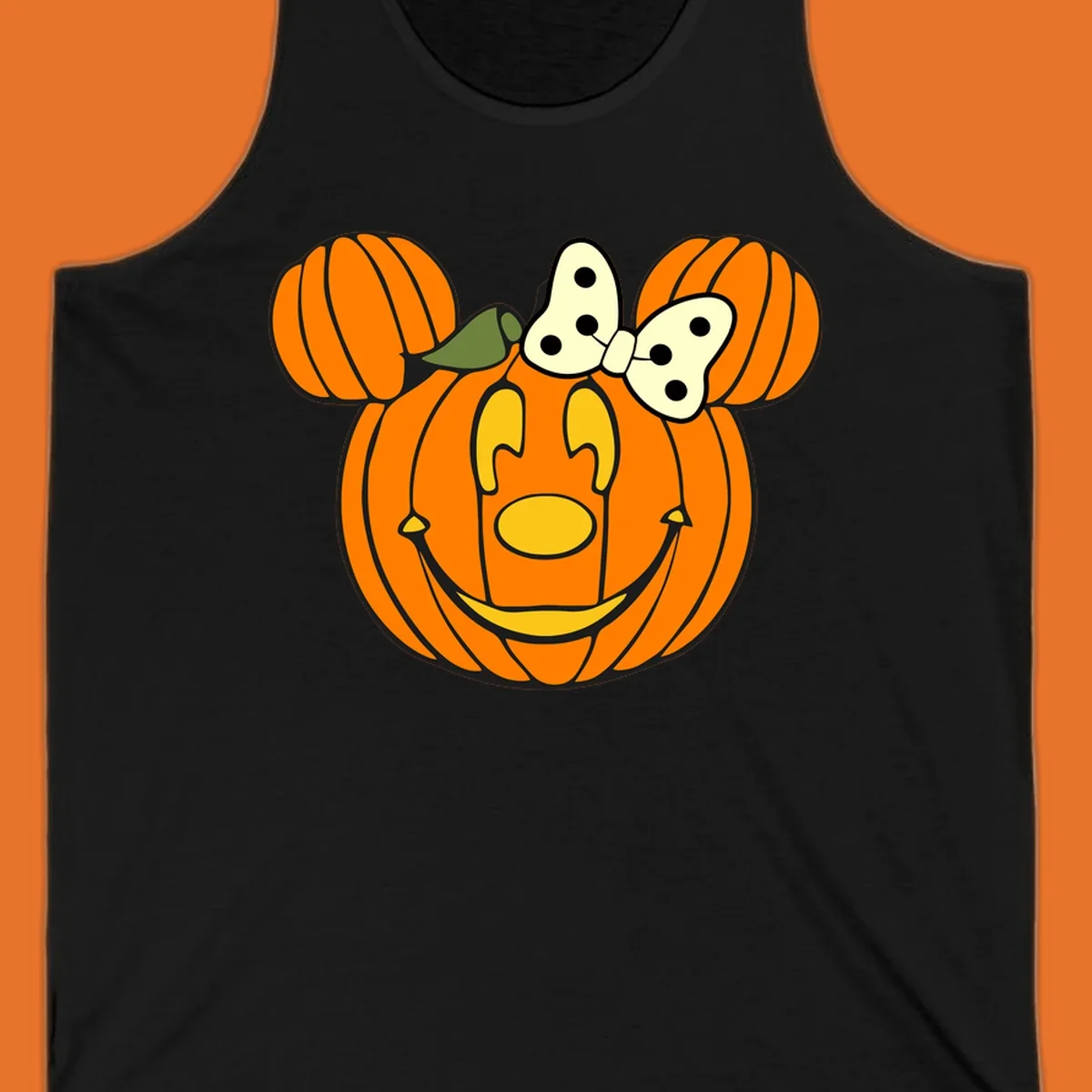 Minnie Mouse pumpkin Halloween graphic with ears and bow