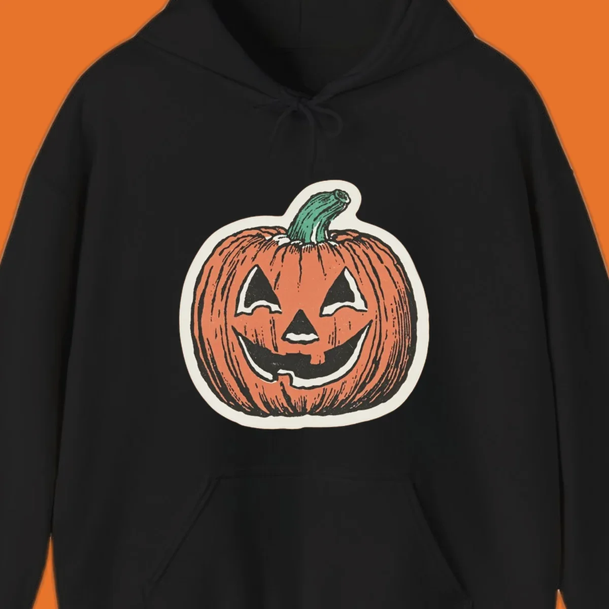 Vintage halloween pumpkin grin jack o lantern illustration.