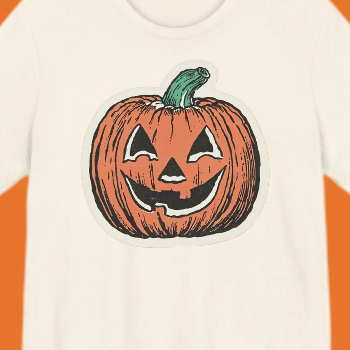 Vintage halloween pumpkin grin jack o lantern illustration.