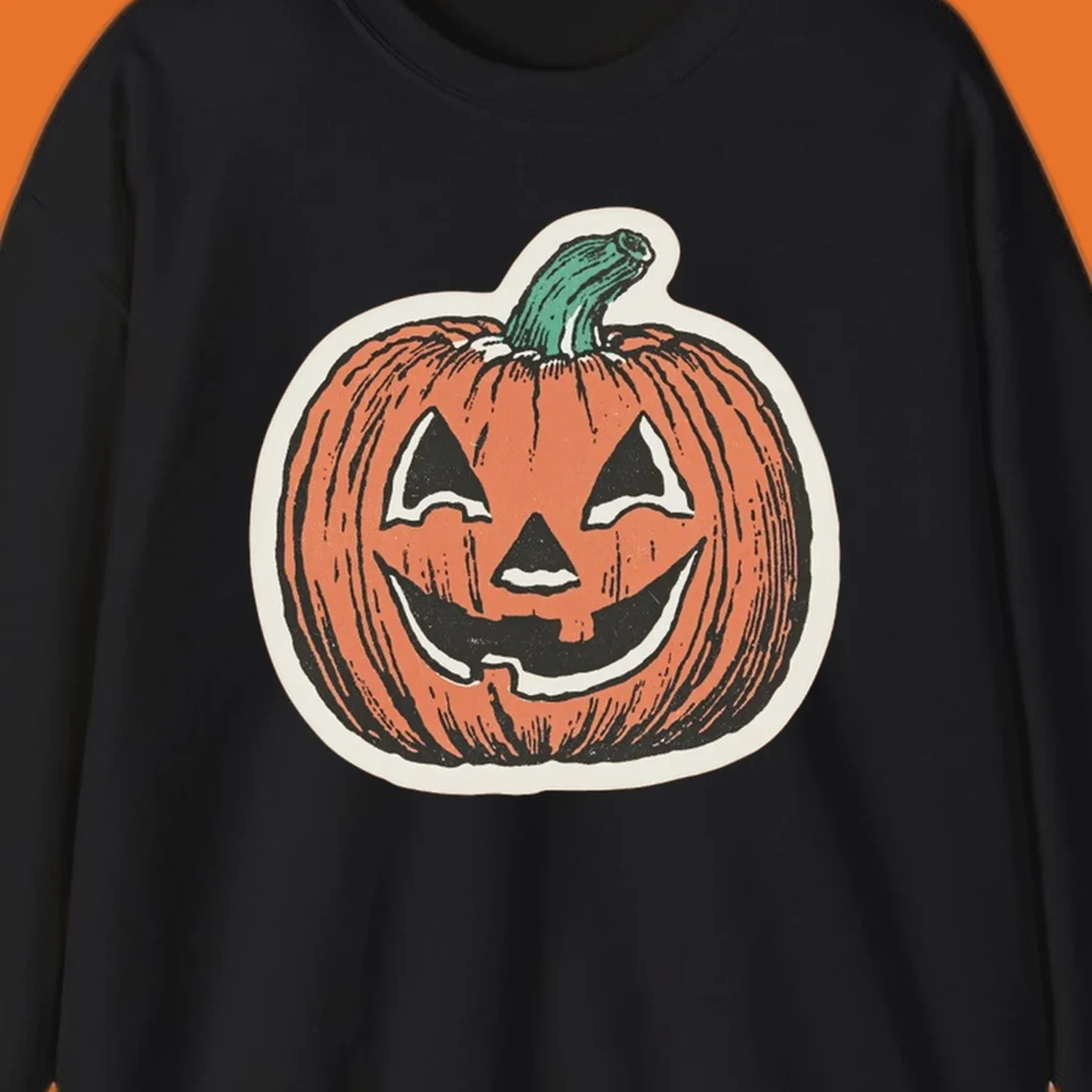 Vintage halloween pumpkin grin jack o lantern illustration.