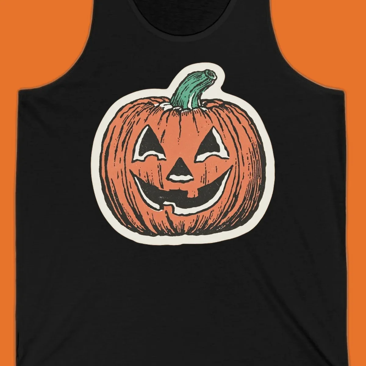 Vintage halloween pumpkin grin jack o lantern illustration.