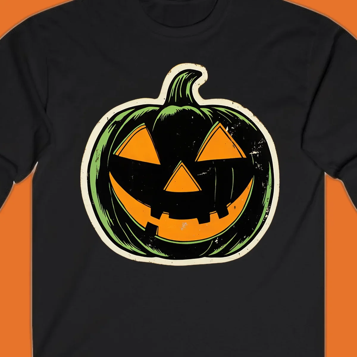 Vintage halloween pumpkin jack-o-lantern graphic.