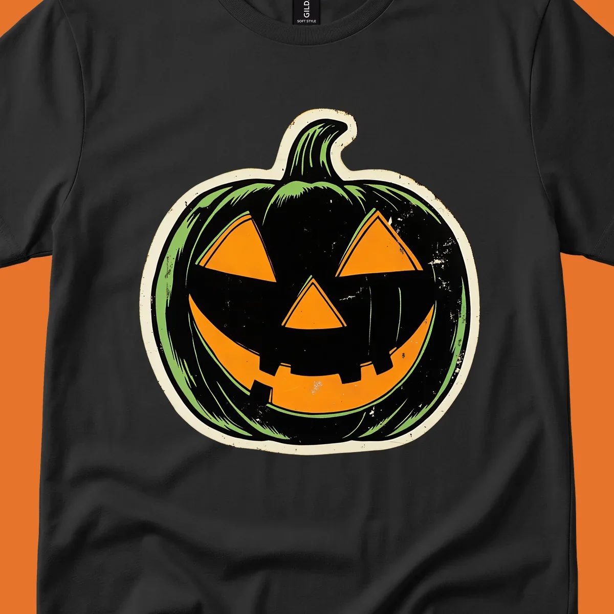 Vintage halloween pumpkin jack-o-lantern graphic.