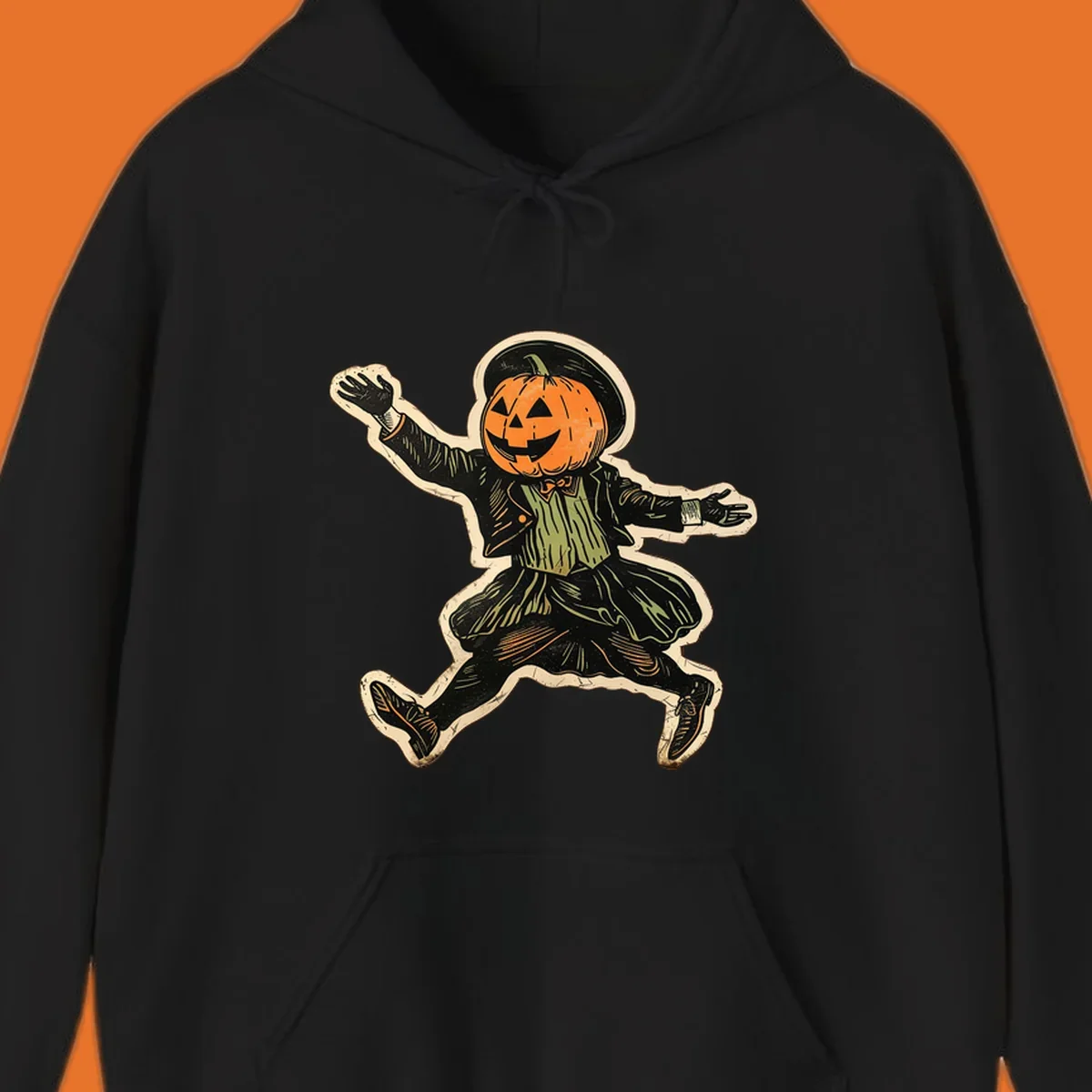 Vintage dancing pumpkin man illustration for Halloween