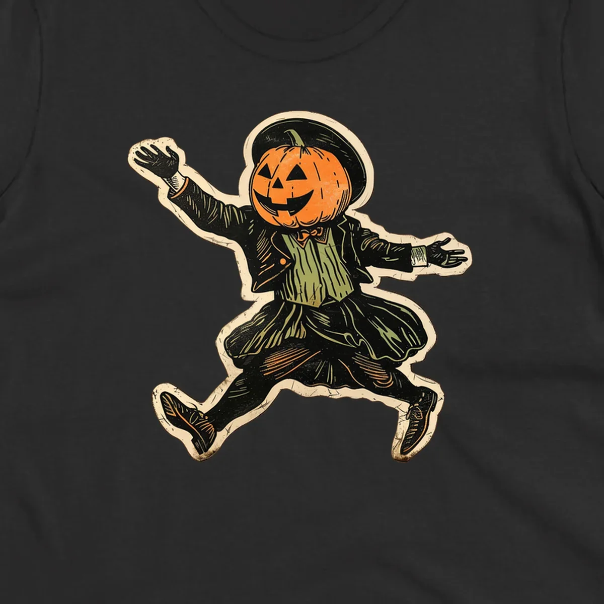 Vintage dancing pumpkin man illustration for Halloween