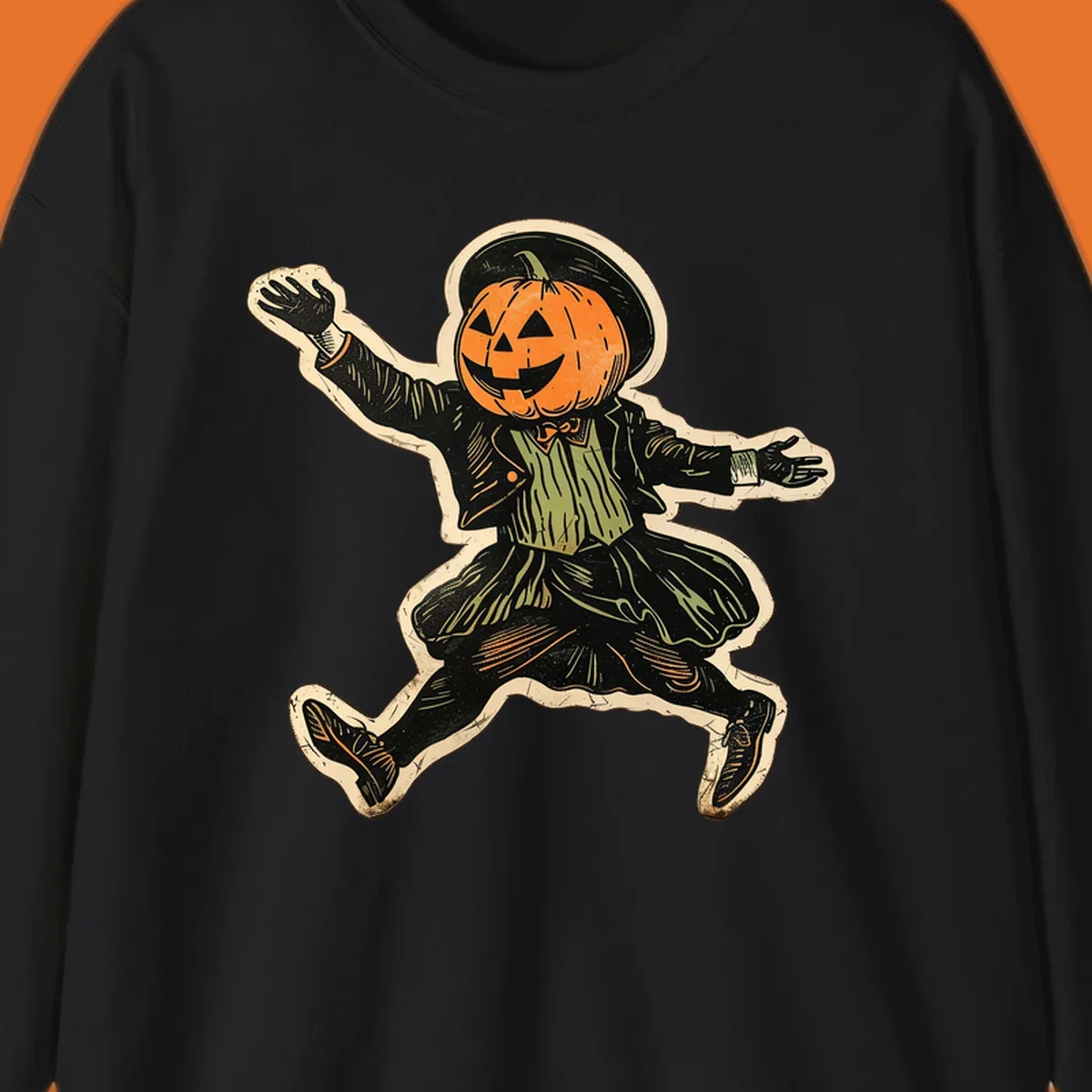 Vintage dancing pumpkin man illustration for Halloween