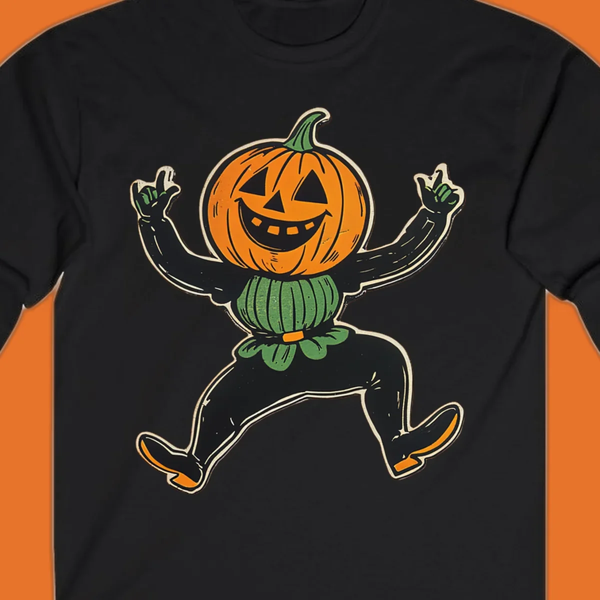 Dancing halloween pumpkin character graphic
