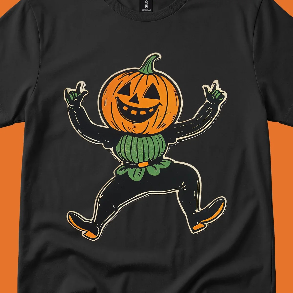 Dancing halloween pumpkin character graphic