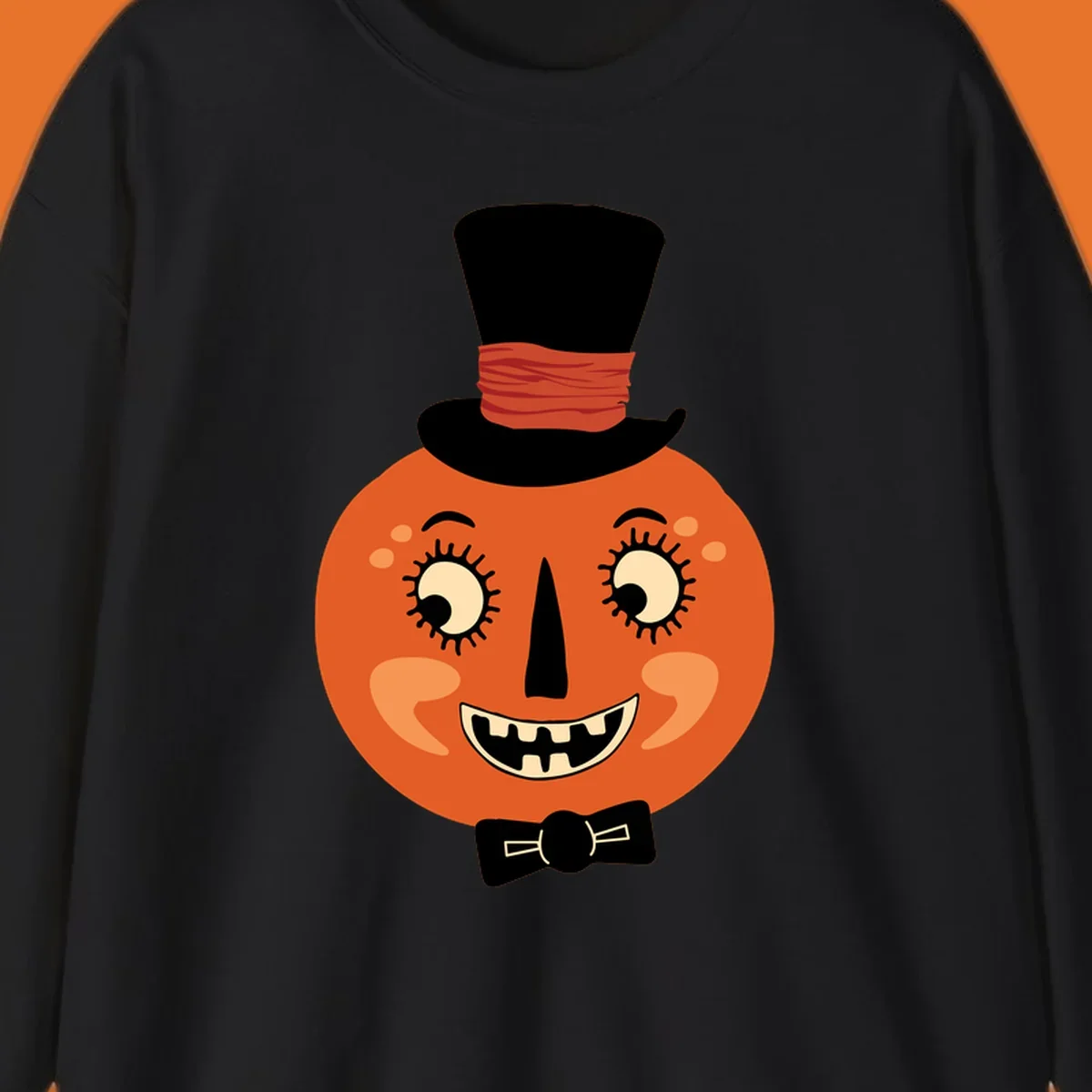 Dapper pumpkin character wearing a top hat and bow tie, with a friendly face.