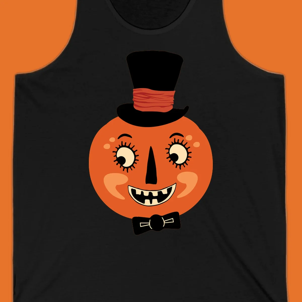 Dapper pumpkin character wearing a top hat and bow tie, with a friendly face.