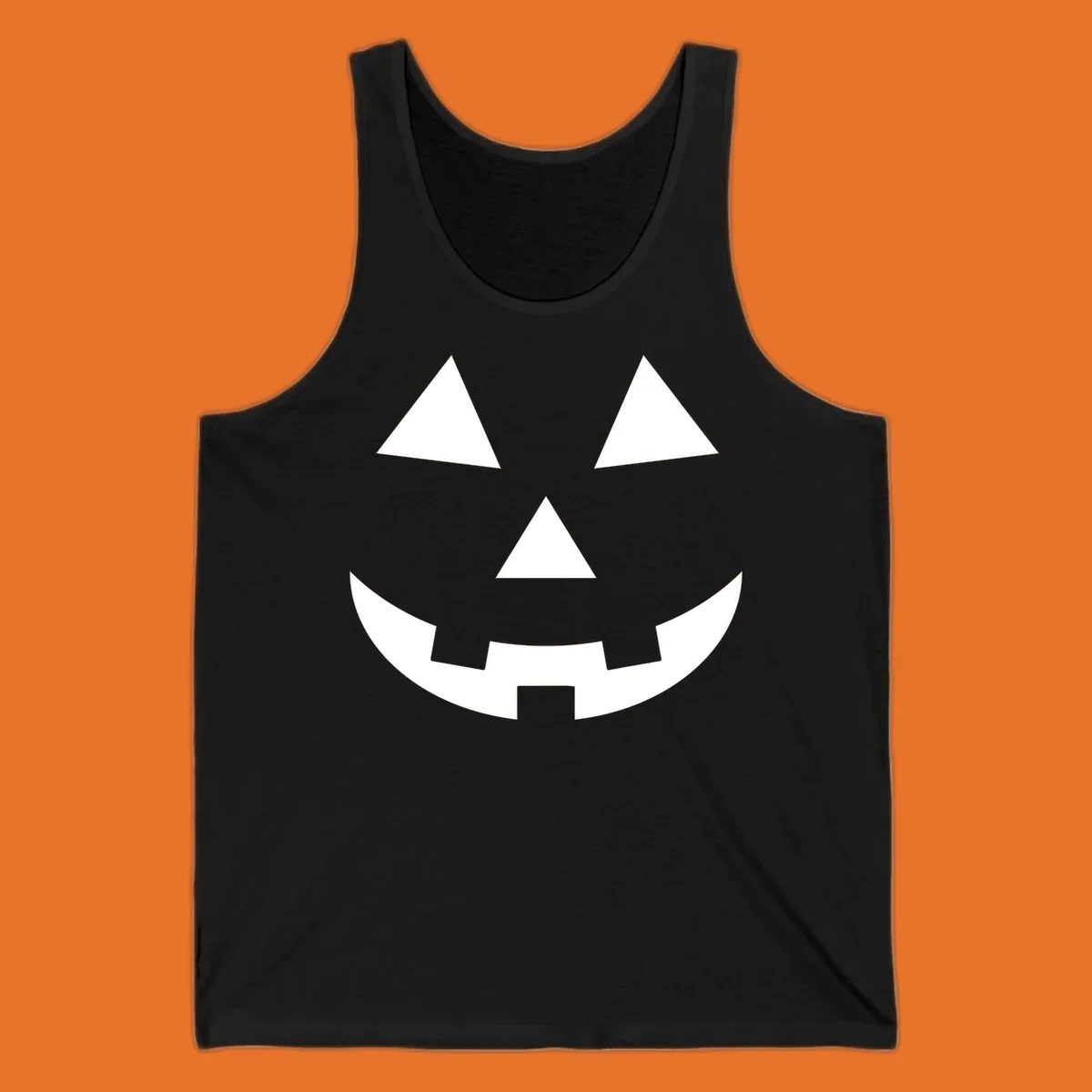 Classic jack-o-lantern face with triangle eyes and jagged smile. Halloween graphic.