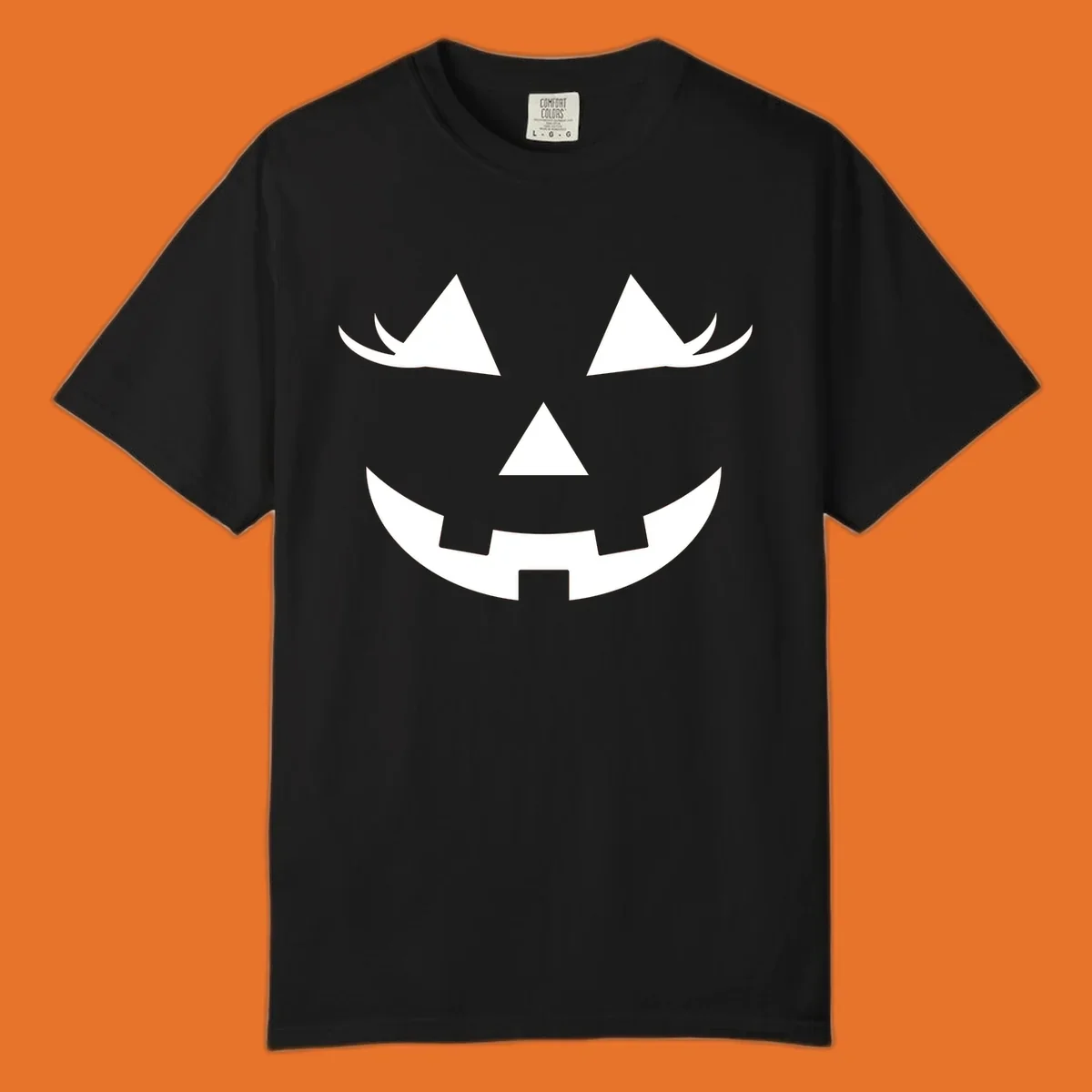 Jack o lantern face with triangular eyes and a jagged smile, classic halloween graphic.