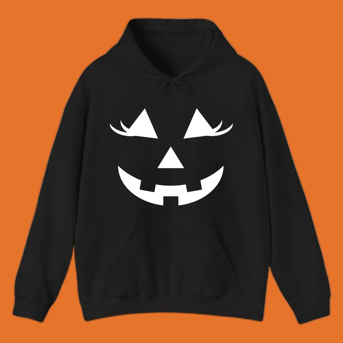 Jack o lantern face with triangular eyes and a jagged smile, classic halloween graphic.