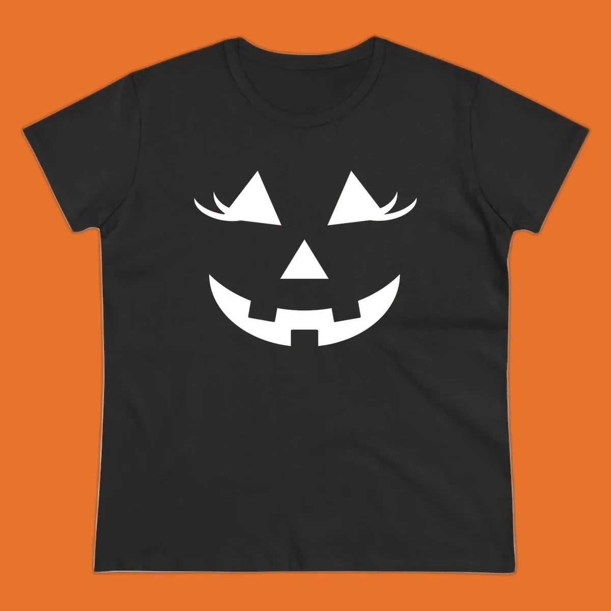 Jack o lantern face with triangular eyes and a jagged smile, classic halloween graphic.