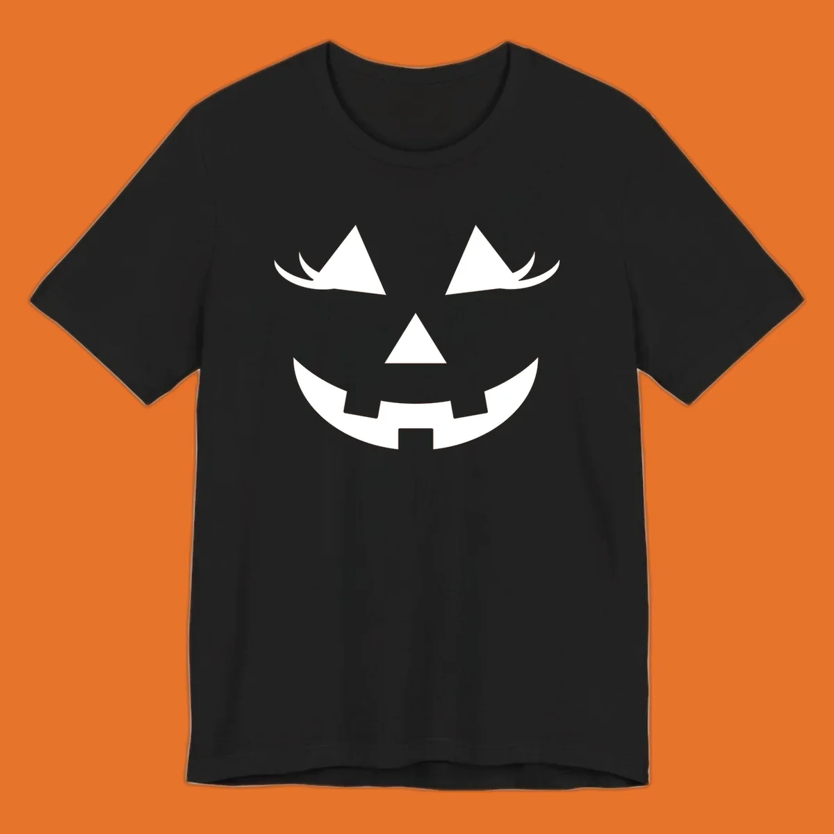 Jack o lantern face with triangular eyes and a jagged smile, classic halloween graphic.
