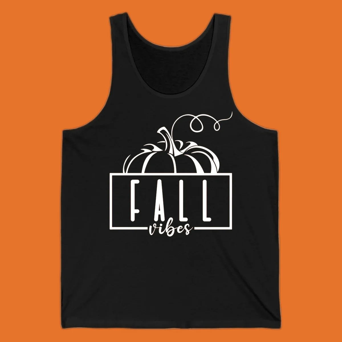 Fall vibes pumpkin illustration with text, featuring a pumpkin and the words FALL vibes.