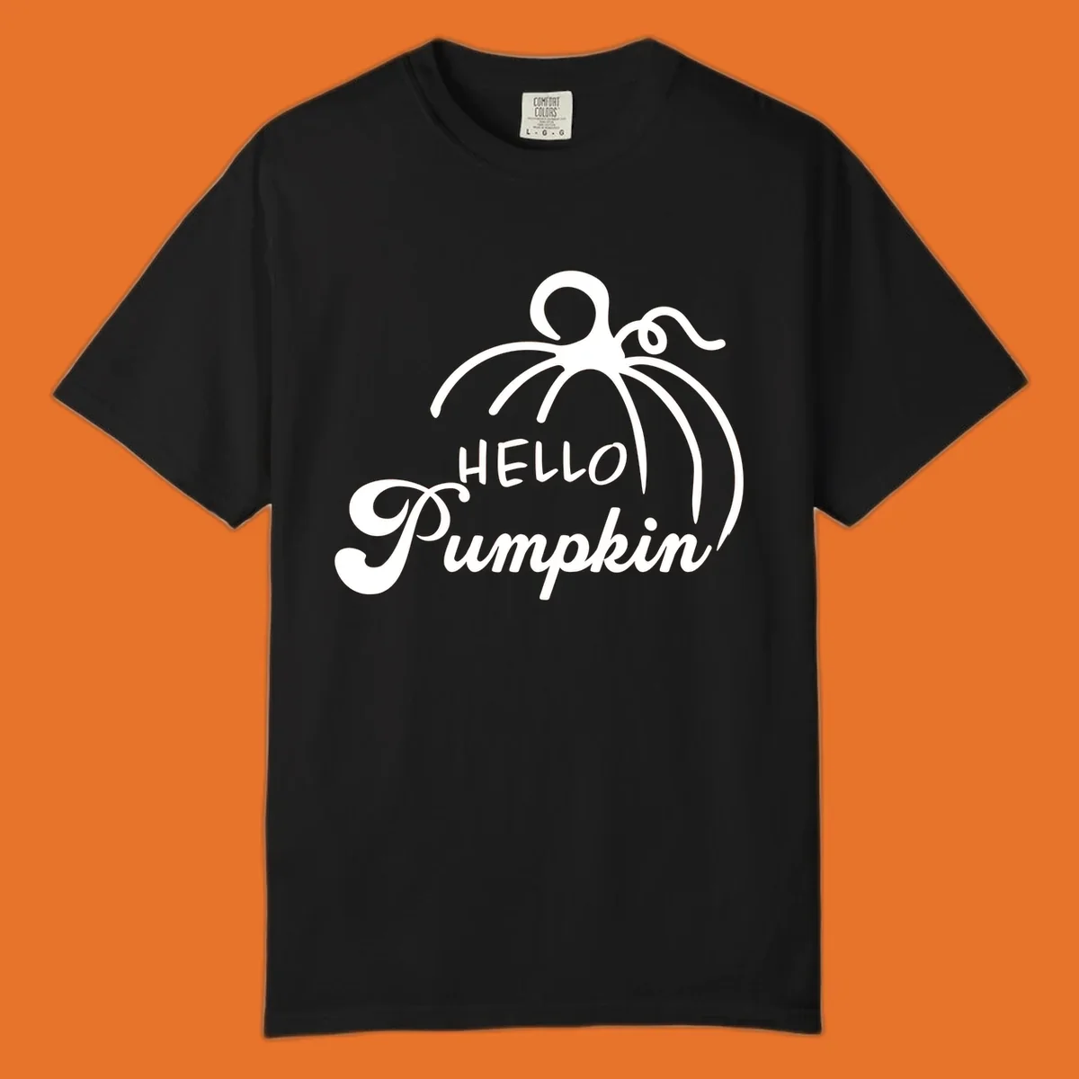 Illustration of a pumpkin with the text 'HELLO Pumpkin', ideal for fall and Halloween.