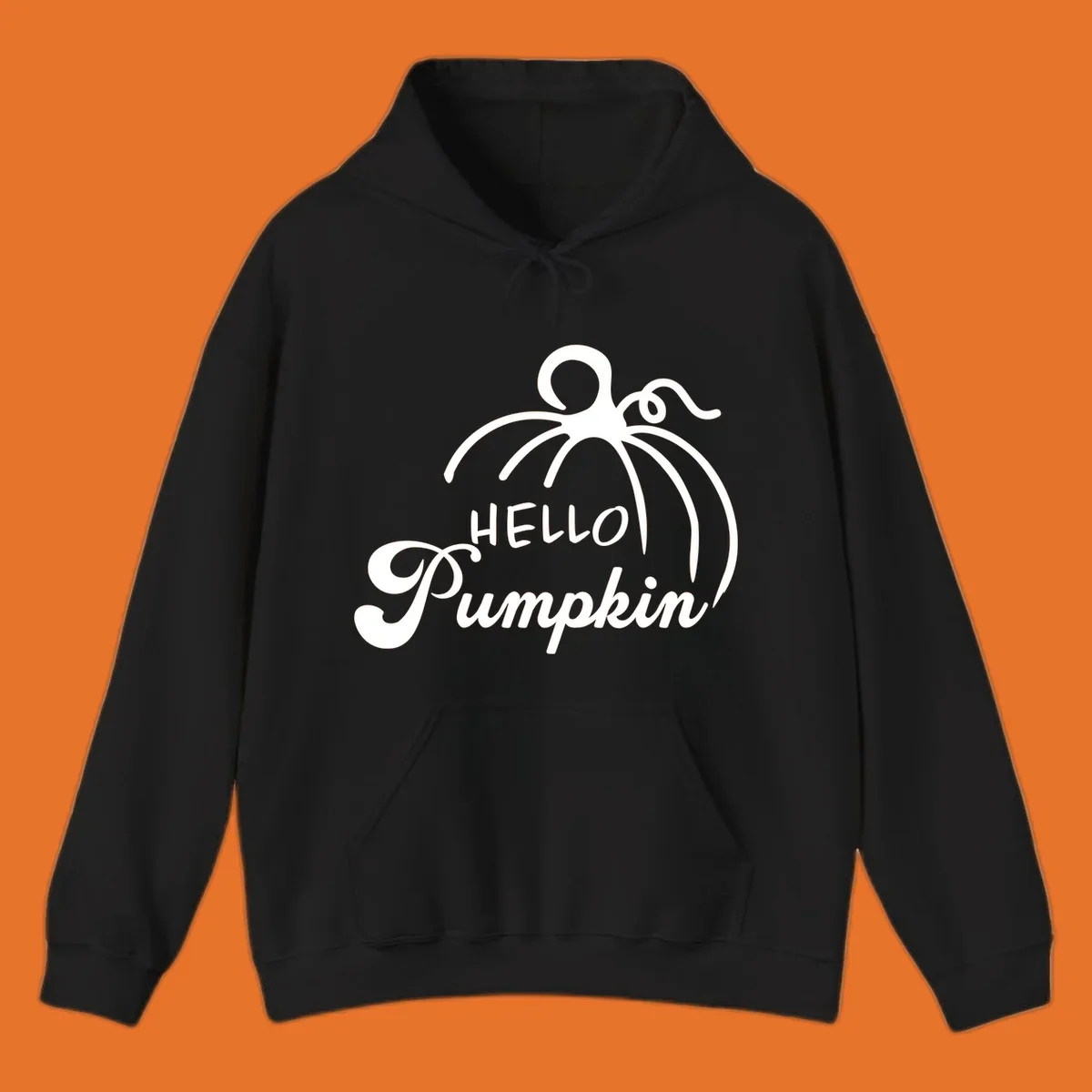 Illustration of a pumpkin with the text 'HELLO Pumpkin', ideal for fall and Halloween.