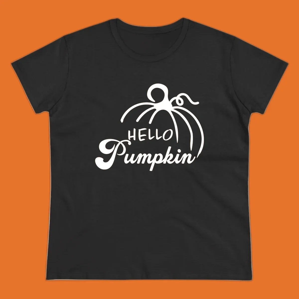Illustration of a pumpkin with the text 'HELLO Pumpkin', ideal for fall and Halloween.