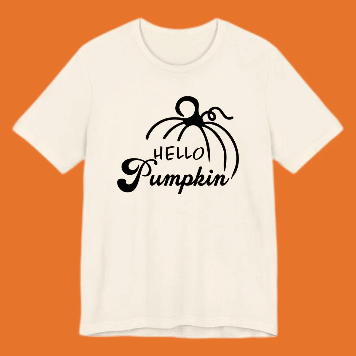 Illustration of a pumpkin with the text 'HELLO Pumpkin', ideal for fall and Halloween.