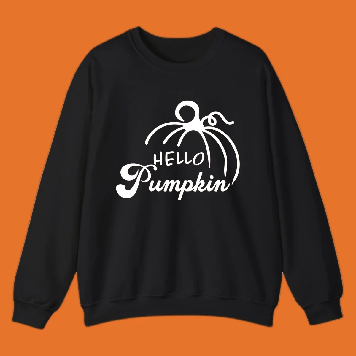Illustration of a pumpkin with the text 'HELLO Pumpkin', ideal for fall and Halloween.