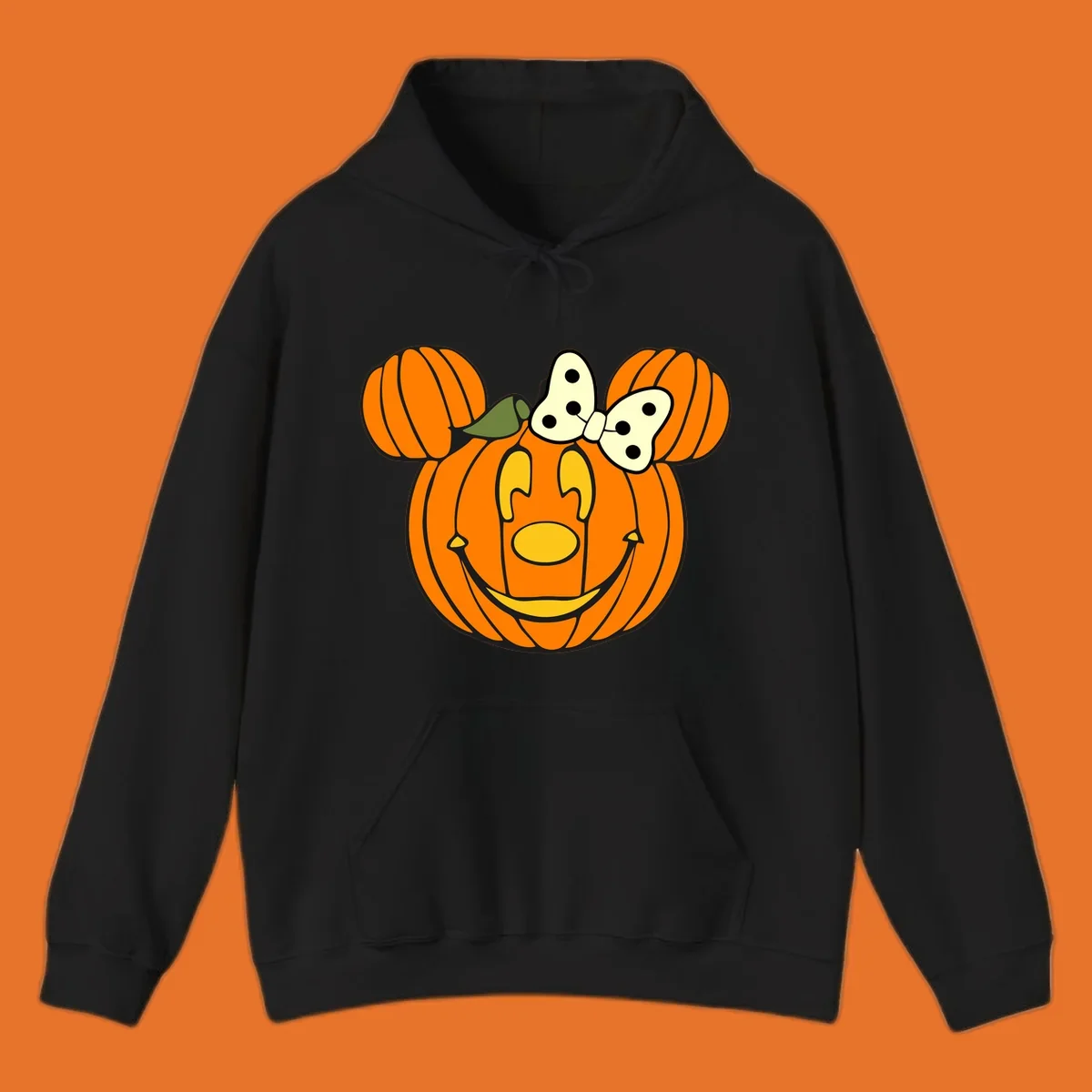 Minnie Mouse pumpkin Halloween graphic with ears and bow