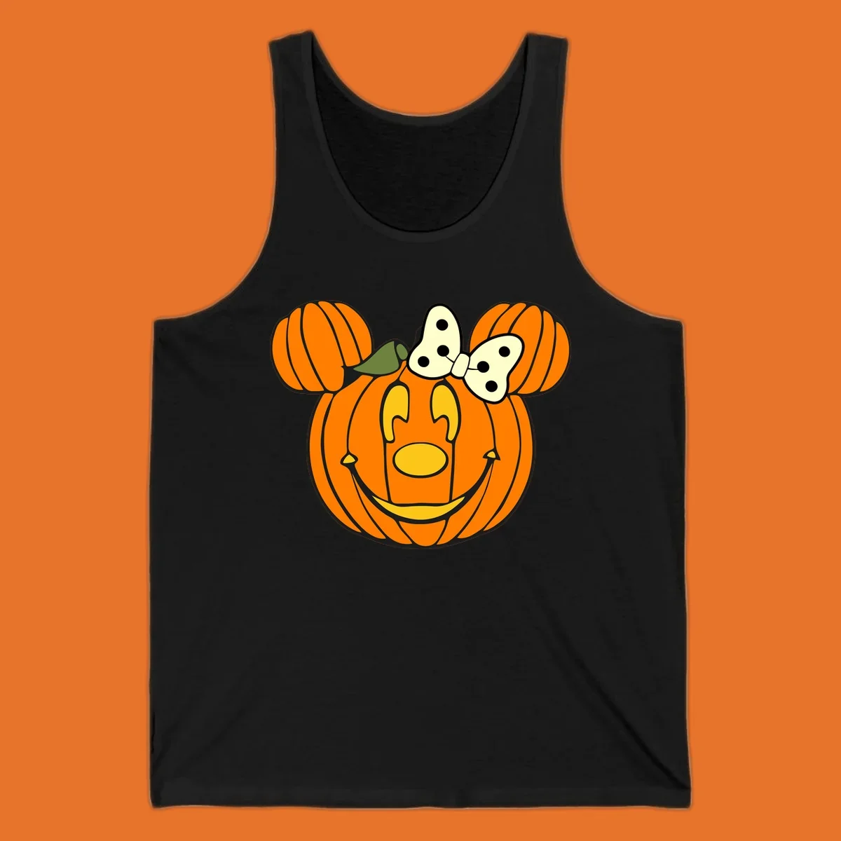 Minnie Mouse pumpkin Halloween graphic with ears and bow