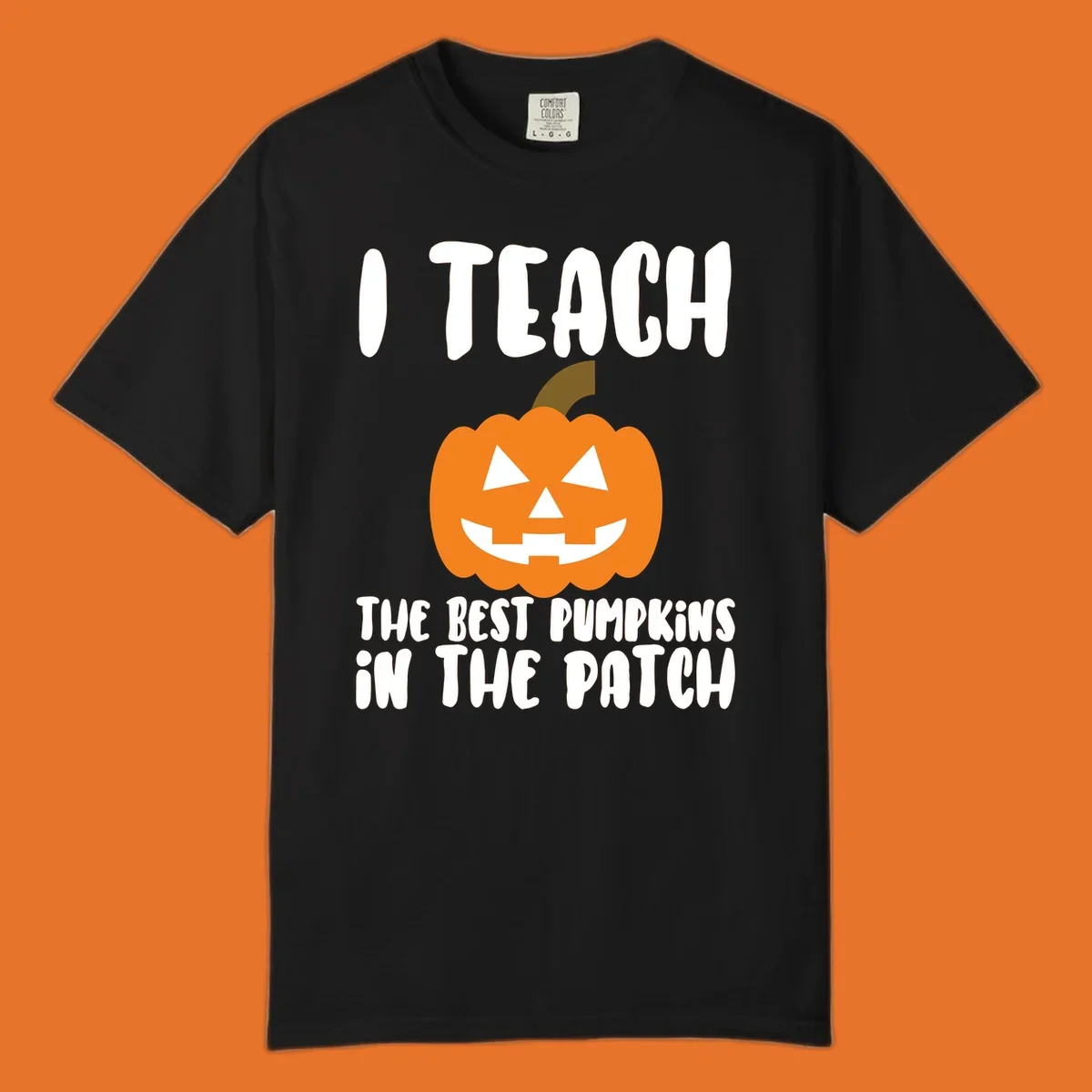 Teacher pumpkin patch design with text 'I TEACH THE BEST PUMPKINS IN THE PATCH'.