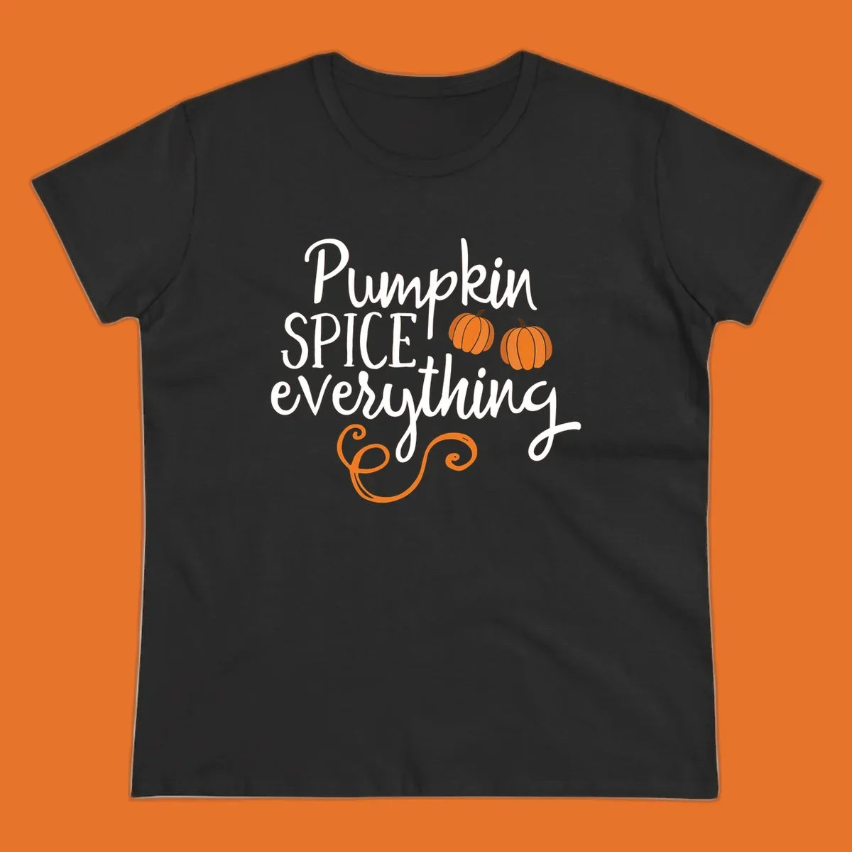 Pumpkin spice everything text and graphics design for fall.